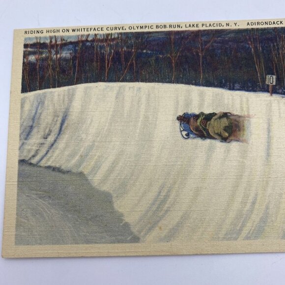 Vintage Lake Placid NY Postcard Olympic Bob Run Whiteface Curve 1930s Adirondack - Picture 3 of 7